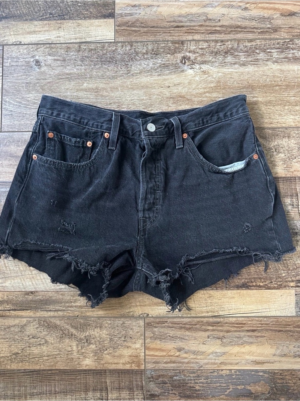 Levi's Black Distressed Cutoff Denim Shorts